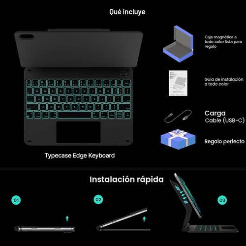 Miniatura 7 de typecase Funda de teclado Edge para iPad de 11ª generación A16 (2025) y 10ª generación de 10.9 pulgadas (2022) - Trackpad multitáctil, teclado