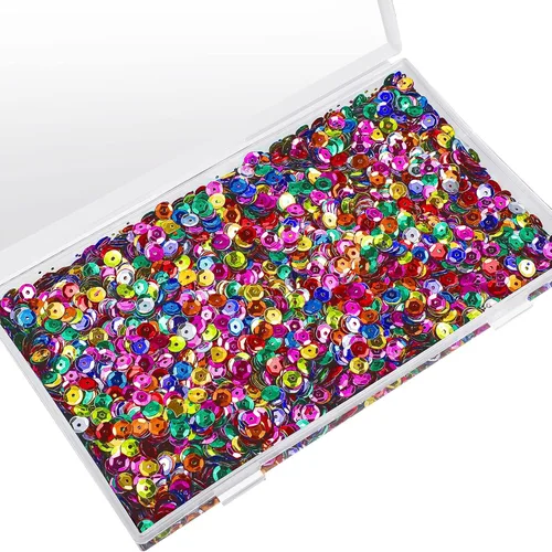 Miniatura 7 de Dingion 40000 piezas de lentejuelas a granel para manualidades navideñas de 6 mm, lentejuelas sueltas DIY para hacer joyas y manualidades con caja