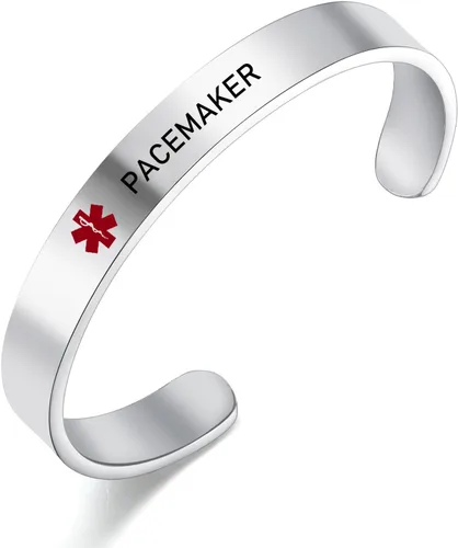 Miniatura 27 de LoEnMe Jewelry Pulseras de alerta médica personalizadas para hombres y mujeres, personalizable, grabado gratuito, acero inoxidable, pulsera