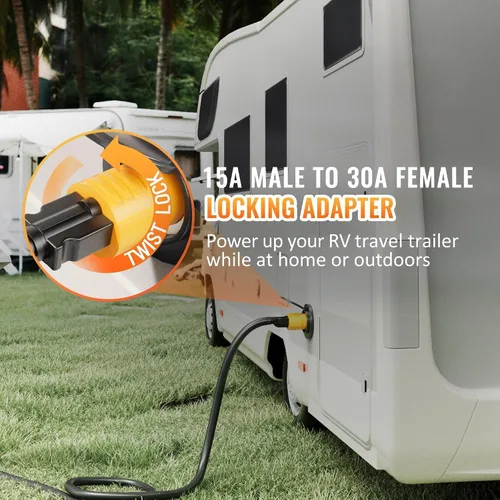 Miniatura 9 de MECMO Adaptador Twist-Lock de 30 Amperios a 110 Voltios para RV, Enchufe Eléctrico NEMA 5-15P a L5-30R, 125V 1875W, Enchufe Macho Doméstico de 15A a
