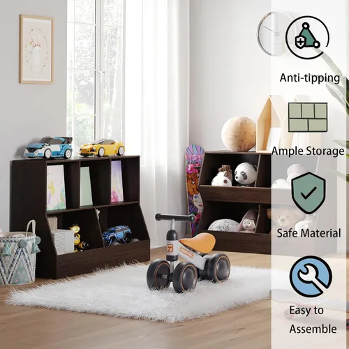 Miniatura 5 de DINZI LVJ Organizador de almacenamiento para juguetes, estantería para niños, gabinete de almacenamiento de juguetes de madera, estantería para Gris