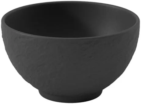 Villeroy & Boch Manufacture Rock - Tazón de arroz pequeño, porcelana premium, fabricado en Alemania, 6.75 onzas, negro mate