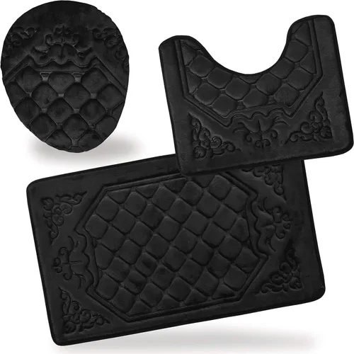 Miniatura 2 de All American Collection - Juego de 3 tapetes de baño de espuma viscoelástica con diseño de corona de felpa suave antideslizante para ducha, baño