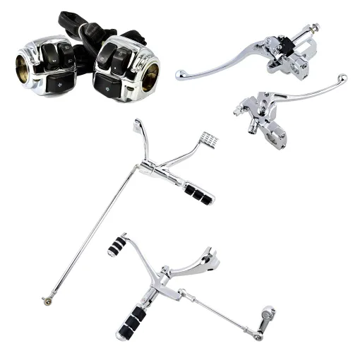 Miniatura 23 de Juego compatible para 1 pulgada de manillar de Harley 96-12, interruptor de bocina, luces delanteras y señales de giro, empuñaduras y tapa de Negro