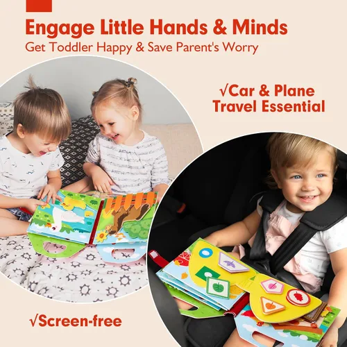 Miniatura 5 de hahaland Libro de actividades para niños pequeños de 1 a 3 años - Tablero ocupado de animales de granja para niños de 1 año Montessori Toys for 1