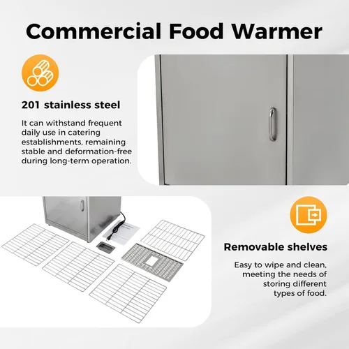 Miniatura 3 de Calentador de alimentos de caja caliente, horno eléctrico de calentamiento comercial de 5 estantes, armario de sujeción con calefacción de encimera
