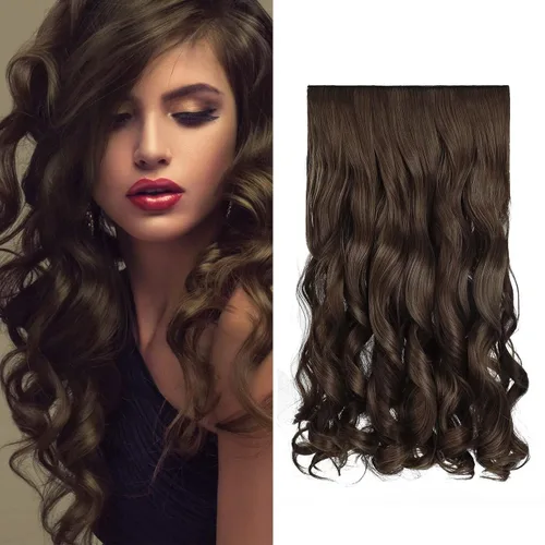 Miniatura 40 de REECHO Extensiones de cabello rubio, extensiones de una pieza con clip de 20" para mujer, extensiones de cabello sintético suave y natural con ondas
