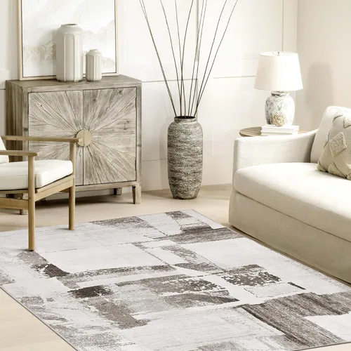 Miniatura 16 de RYB HOME Alfombra lavable para sala de estar, alfombra grande de 8 x 10 pies que no se desprende para dormitorio, alfombra de lana sintética ultra