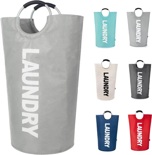 Miniatura 27 de Twira Cesta de lavandería grande de 90 litros, cesta de lavandería que se mantiene bien, bolsa de lavandería con asas acolchadas, contenedor de ropa