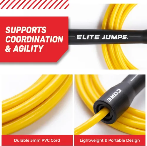 Miniatura 4 de Elite Jumps Cuerda de saltar Core – Cuerda de saltar ajustable para interiores y exteriores para entrenamiento y fitness – Cuerda de saltar de PVC