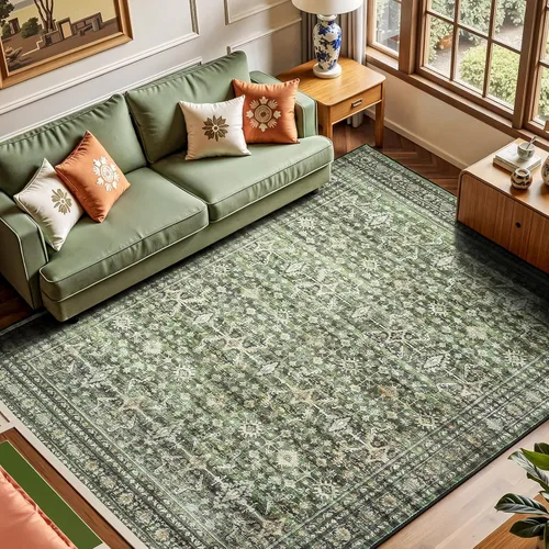 Miniatura 19 de Lofus Alfombra de pasillo de 2 x 10 pies para pasillos, alfombra verde lavable con parte trasera de goma antideslizante, alfombra suave de pelo bajo