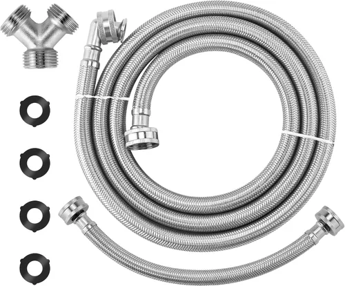 Miniatura 8 de Kit de instalación de manguera para secadora de vapor premium de 4 pies - Incluye manguera de acero inoxidable de 4 pies con codo de 90 grados