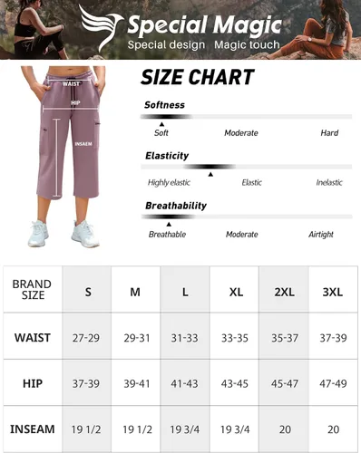 Miniatura 6 de SPECIALMAGIC Pantalones capri de yoga para mujer, pantalones capri cargo de pierna recta con 5 bolsillos