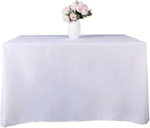 Miniatura 2 de GFCC Mantel cuadrado de poliéster blanco de 120 x 120 pulgadas. Decoración de mesa para fiestas