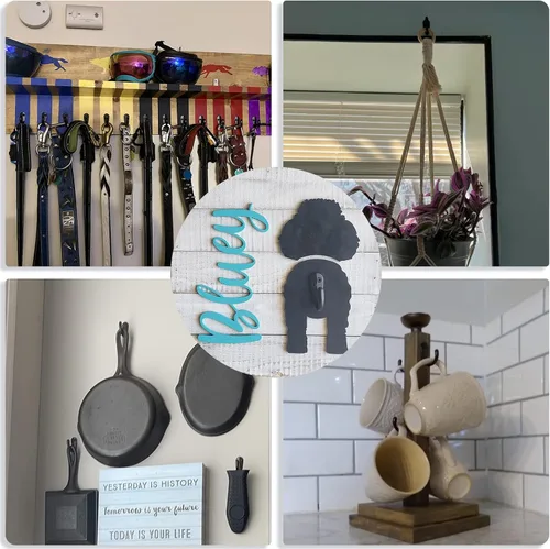 Miniatura 7 de IBosins 15 ganchos para abrigos montados en la pared, gancho único para batas para colgar toallas con 30 tornillos para bolsos, sombrero, gorra