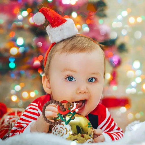 Miniatura 4 de Mordedor de silicona para bebé, árbol de Navidad y oso, anillo de dentición, juguetes de dentición para niños pequeños, regalos de Navidad o relleno