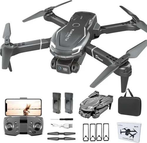 FLYVISTA Mini dron genial con cámara para niños, adultos principiantes, cámara FPV 1080P dron de control remoto para niños con 3 baterías, despegue