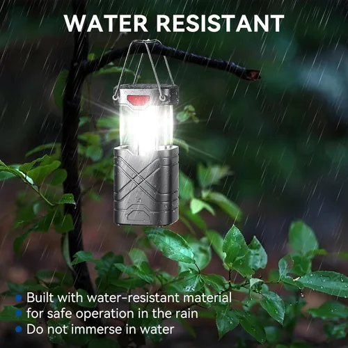 Miniatura 5 de LETMY Paquete de 4 linternas de camping, linternas LED recargables, linternas de huracán alimentadas por batería solar con 3 formas de alimentación
