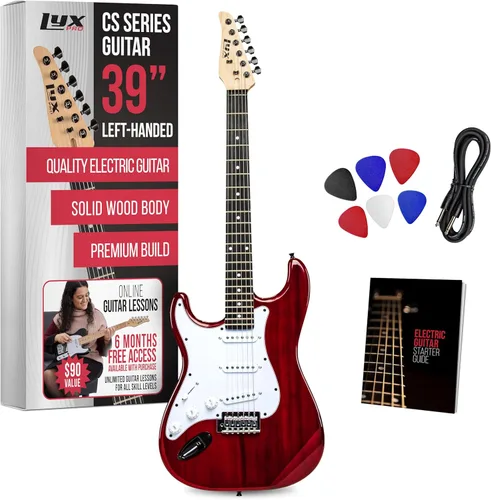 Miniatura 13 de LyxPro CS 39" - Kit de guitarra eléctrica para principiantes, intermedios y profesionales con guitarra, cable de amplificador, 6 púas y guía