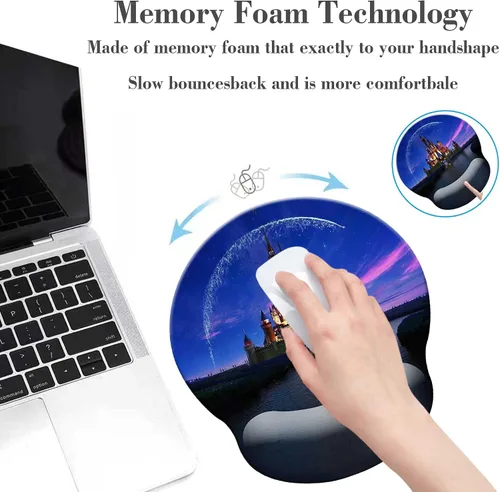 Miniatura 4 de Alfombrilla de mouse negra con reposamuñecas, base de goma antideslizante para una cómoda alfombrilla de mouse para juegos, alfombrillas ergonómicas