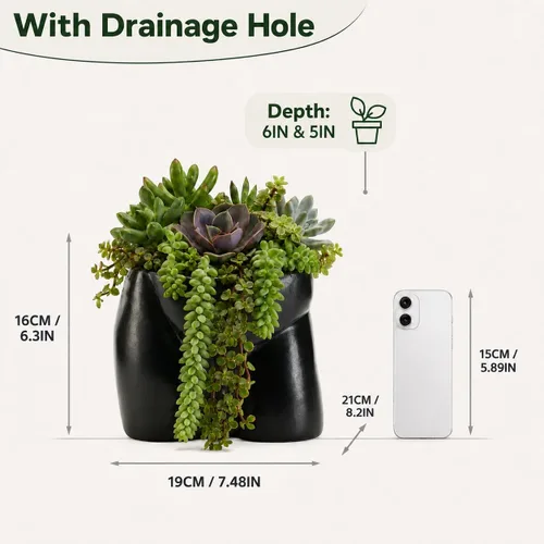 Miniatura 2 de Lourich Jarrones corporales para decoración – Maceta divertida, macetas de cuerpo masculino – Regalo de broma para suculentas y cactus