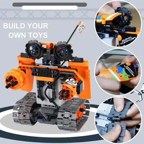 Miniatura 4 de BIRANCO. STEM - Kit de construcción de control remoto 3 en 1 RC Tracked Racer/Tank/Robot Engineering Toys, juego de construcción científica, auto