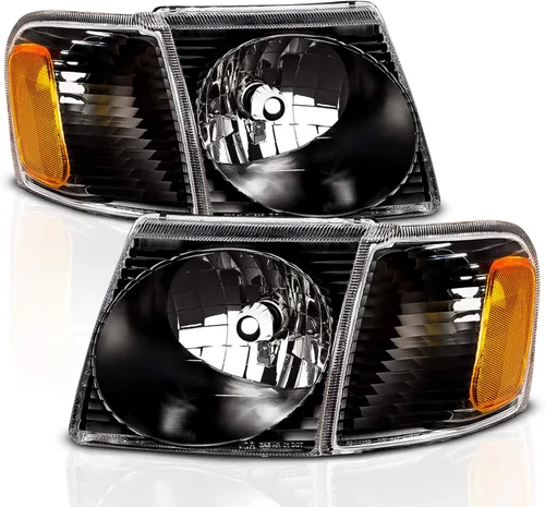 Miniatura 4 de AmeriLite Faros delanteros de repuesto para Ford Explorer Sport/Sport Trac Crystal Black 2001-2005 con lámpara de esquina, pares, lado del pasajero