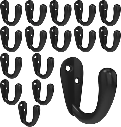 CBWLWJ 16 ganchos de pared para colgar toallas de baño, cocina, dormitorio, para abrigo, bolsa, bufanda, toalla, sombrero, llave, taza (negro)
