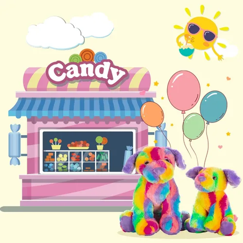 Miniatura 6 de MUOVE Animales de peluche para perros, juguete de peluche de cachorro arcoíris, lindo juguete de peluche colorido para niños, juguete de peluche