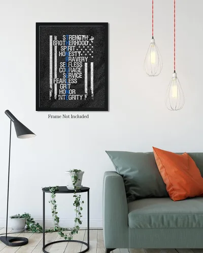 Miniatura 7 de Govivo Decoración de pared de la bandera estadounidense de oficial de policía, lienzo listo para colgar, 16 x 20 pulgadas, regalos de graduación