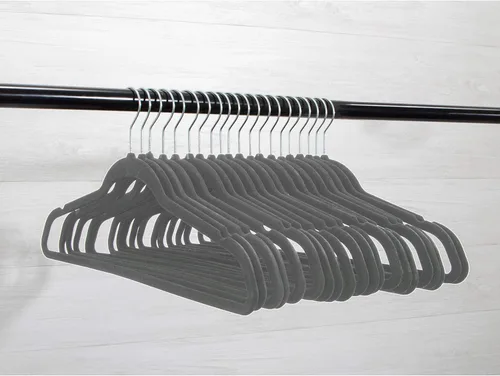 Home Expressions Paquete de 20 perchas giratorias de terciopelo ultra finas y antideslizantes para trajes, perchas de terciopelo fuertes extra Gris
