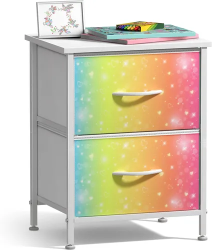 Miniatura 23 de Sorbus Cómoda para niños con 5 cajones, organizador de cofre de almacenamiento, mesita de noche, marco de acero, parte superior de madera, Acuarela