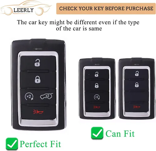 Miniatura 2 de LEERLY Funda para llavero para accesorios Jeep, funda para llave con llavero compatible con llave inteligente Grand Cherokee L Gladiator Wagoneer