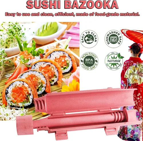 Miniatura 2 de Thanice Kit de rodillos de sushi, juego de fabricación de bazuca de sushi, duradero, máquina para hacer arroz de chef de campamento, molde de sushi