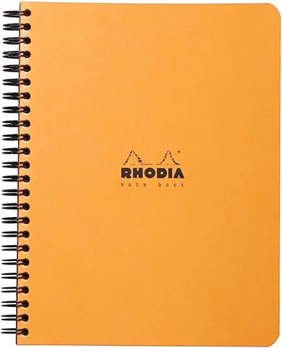 Rhodia 193468C - Cuaderno en espiral (encuadernación completa), color naranja, A5+, rayado, 160 páginas desmontables, papel Clairefontaine de 80