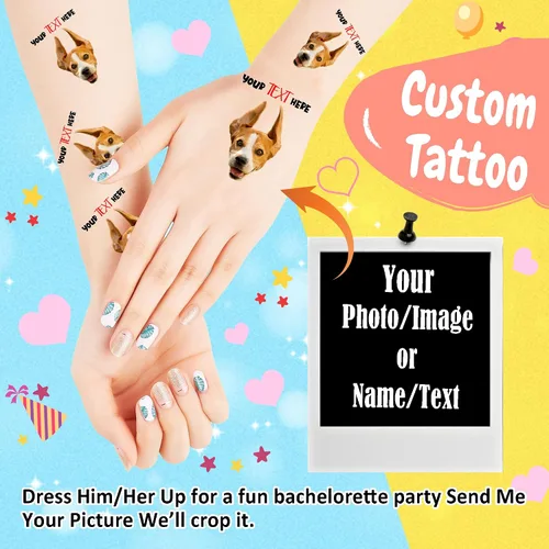 Miniatura 2 de Calcomanías de tatuajes temporales personalizadas, personaliza el tatuaje con nombre y foto de tu amor para fiestas de cumpleaños, Halloween