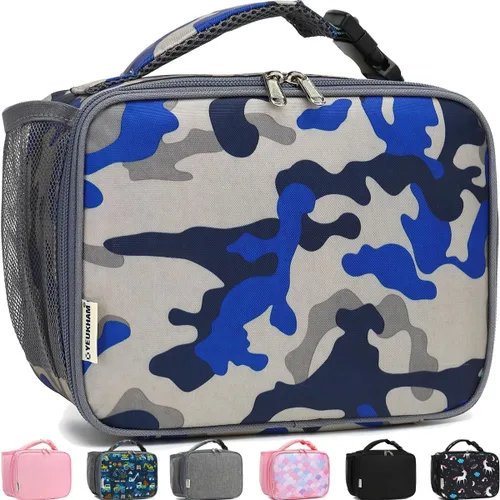 Miniatura 11 de GYEUKHAM Lonchera Aislada para la Escuela, Bolsas de Almuerzo Térmicas Reutilizables Duraderas Congelables para Niños Niñas Hombres Mujeres - azul