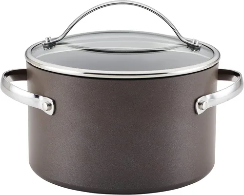 Miniatura 11 de Ayesha Curry Kitchenware - Juego de ollas y sartenes antiadherentes anodizados profesionales, 10 piezas, color carbón