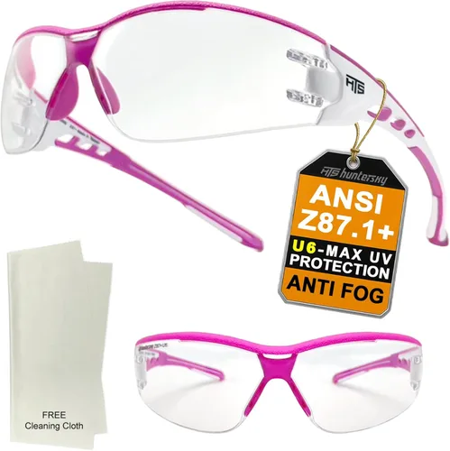 Miniatura 14 de HTS HUNTERSKY Gafas de seguridad de tiro envolventes U6 transparentes, antiniebla y antiarañazos, ligeras y súper flexibles con ANSI Z87.1