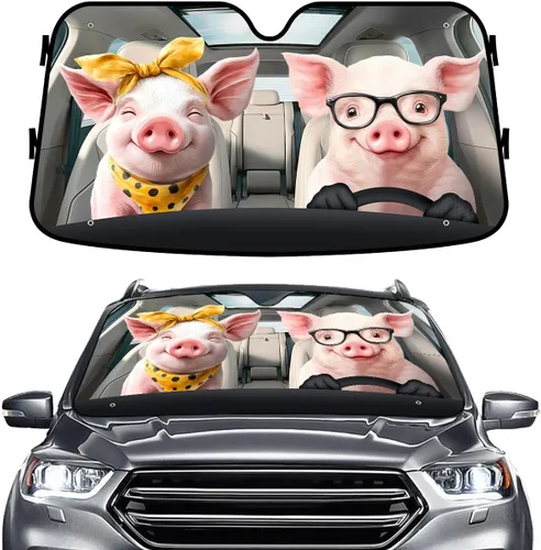 Miniatura 66 de GENANY - Cubierta de parabrisas de flamenco para automóvil, SUV, camión (55 x 30 pulgadas), protector térmico plegable, persianas para ventanas