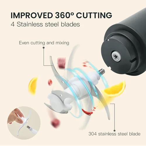 Miniatura 3 de olayks. Procesador de alimentos, picadora eléctrica de carne con 4 cuchillas de acero inoxidable, picadora de alimentos de 1.2L, pequeño procesador