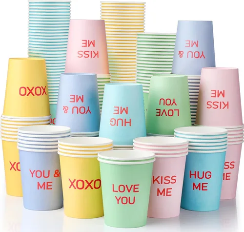 Miniatura 11 de Funtery 100 piezas de vasos de papel de Navidad, vasos de café desechables de Navidad con copos de nieve, muñeco de nieve, alce, luces, 9 onzas