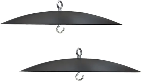 Miniatura 9 de Bafle de comedero de pájaros, protector para casas de pájaros, deflector colgante de metal de 13 pulgadas para exteriores, color negro Negro-1