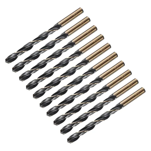 Miniatura 8 de uxcell 5 brocas de vástago recto de 0.098 in de titanio dorado y nitruro negro recubierto de acero de alta velocidad (HSS) 4341 con vástago de 0.098