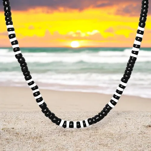 Miniatura 12 de BlueRica Collar de cuentas de concha de coco y puka (18")