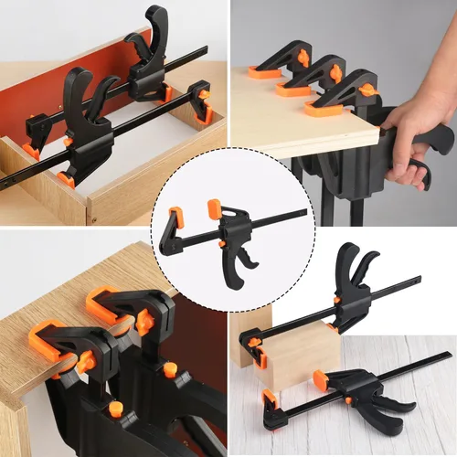 Miniatura 7 de Paquete de 6 abrazaderas de barra F de 10 pulgadas, abrazaderas de barra para trabajo de madera, manualidades, 300 libras, para trabajo de madera