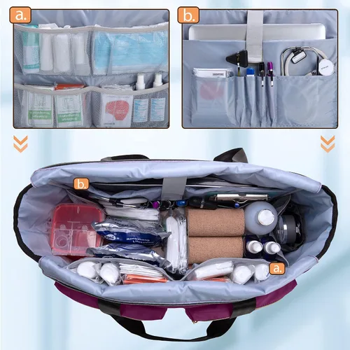Miniatura 2 de Damero Bolsa de enfermera con funda para laptop para el trabajo y el cuidado del hogar, estudiantes de medicina