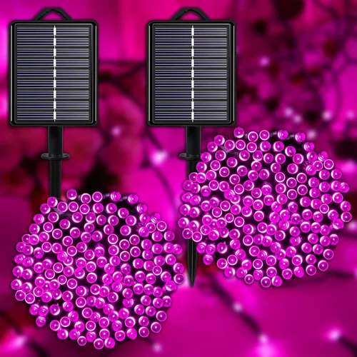 Miniatura 15 de Guirnalda de luces solares azules impermeables para exteriores, paquete de 2 unidades de 144 pies, 400 LED con 8 modos de impermeabilidad IP44