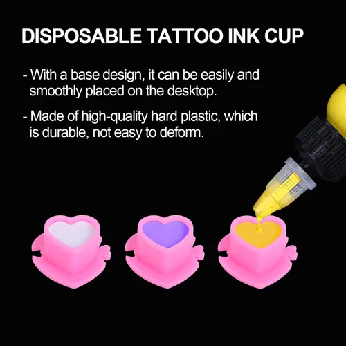 Miniatura 16 de Tapas de tinta de tatuaje, vasos desechables de tinta de tatuaje de calavera, 200 unidades, tapas de tinta de plástico para tatuajes, maquillaje