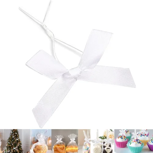Miniatura 16 de 100 lazos preatados azul satinado de 3 pulgadas con lazos giratorios, bolsas de golosinas, paletas para pasteles y galletas